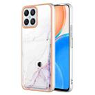 For Honor X8 4G Marble Pattern IMD Card Slot Phone Case(White Purple) - 1