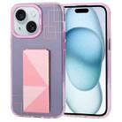 For iPhone 15 Plus TGVIS Art Series Folding Holder Phone Case(Pink) - 1