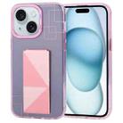 For iPhone 15 TGVIS Art Series Folding Holder Phone Case(Pink) - 1