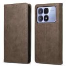 For Redmi K70 Ultra Business Solid Color Magnetic RFID Leather Phone Case(Brown) - 1