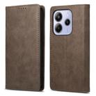 For Redmi Note 14 4G 163.25mm Global Business Solid Color Magnetic RFID Leather Phone Case(Brown) - 1