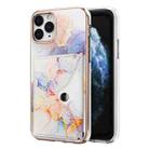 For iPhone 11 Pro Max Marble Pattern IMD Card Slot Phone Case(Galaxy Marble White) - 1