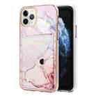 For iPhone 11 Pro Max Marble Pattern IMD Card Slot Phone Case(Rose Gold) - 1