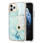 For iPhone 11 Pro Max Marble Pattern IMD Card Slot Phone Case(Green) - 1