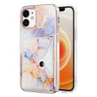 For iPhone 12 / 12 Pro Marble Pattern IMD Card Slot Phone Case(Galaxy Marble White) - 1