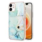 For iPhone 12 / 12 Pro Marble Pattern IMD Card Slot Phone Case(Green) - 1