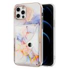 For iPhone 12 Pro Max Marble Pattern IMD Card Slot Phone Case(Galaxy Marble White) - 1