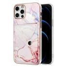 For iPhone 12 Pro Max Marble Pattern IMD Card Slot Phone Case(Rose Gold) - 1