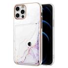 For iPhone 12 Pro Max Marble Pattern IMD Card Slot Phone Case(White Purple) - 1
