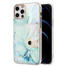 For iPhone 12 Pro Max Marble Pattern IMD Card Slot Phone Case(Green) - 1