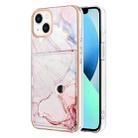 For iPhone 13 Marble Pattern IMD Card Slot Phone Case(Rose Gold) - 1