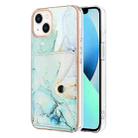 For iPhone 13 Marble Pattern IMD Card Slot Phone Case(Green) - 1