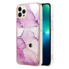 For iPhone 13 Pro Max Marble Pattern IMD Card Slot Phone Case(Pink Purple Gold) - 1