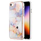 For iPhone SE 2022 / SE 2020 / 8 / 7 Marble Pattern IMD Card Slot Phone Case(Galaxy Marble White) - 1