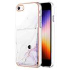 For iPhone SE 2022 / SE 2020 / 8 / 7 Marble Pattern IMD Card Slot Phone Case(White Purple) - 1