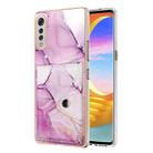 For LG Velvet 5G / 4G Marble Pattern IMD Card Slot Phone Case(Pink Purple Gold) - 1