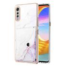 For LG Velvet 5G / 4G Marble Pattern IMD Card Slot Phone Case(White Purple) - 1