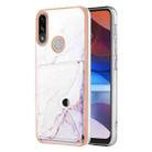 For Motorola Moto E7 Power / E7i Power Marble Pattern IMD Card Slot Phone Case(White Purple) - 1