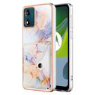 For Motorola Moto E13 Marble Pattern IMD Card Slot Phone Case(Galaxy Marble White) - 1