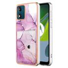 For Motorola Moto E13 Marble Pattern IMD Card Slot Phone Case(Pink Purple Gold) - 1