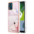 For Motorola Moto E13 Marble Pattern IMD Card Slot Phone Case(Rose Gold) - 1