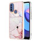 For Motorola Moto E20 / E30 / E40 Marble Pattern IMD Card Slot Phone Case(Rose Gold) - 1