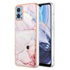 For Motorola Moto E22 Marble Pattern IMD Card Slot Phone Case(Rose Gold) - 1