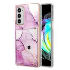 For Motorola Edge 20 Marble Pattern IMD Card Slot Phone Case(Pink Purple Gold) - 1