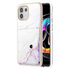 For Motorola Edge 20 Lite Marble Pattern IMD Card Slot Phone Case(White Purple) - 1