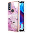 For Motorola Moto G Power 2022 Marble Pattern IMD Card Slot Phone Case(Pink Purple Gold) - 1