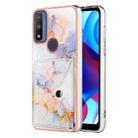 For Motorola Moto G Pure 2021 Marble Pattern IMD Card Slot Phone Case(Galaxy Marble White) - 1