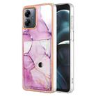 For Motorola Moto G14 Marble Pattern IMD Card Slot Phone Case(Pink Purple Gold) - 1