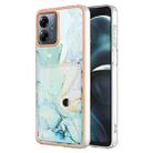 For Motorola Moto G14 Marble Pattern IMD Card Slot Phone Case(Green) - 1