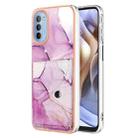 For Motorola Moto G31 / G41 Marble Pattern IMD Card Slot Phone Case(Pink Purple Gold) - 1