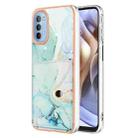 For Motorola Moto G31 / G41 Marble Pattern IMD Card Slot Phone Case(Green) - 1