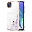 For Motorola Moto G50 5G Marble Pattern IMD Card Slot Phone Case(White Purple) - 1