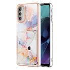 For Motorola Moto G51 5G Marble Pattern IMD Card Slot Phone Case(Galaxy Marble White) - 1