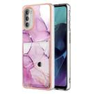 For Motorola Moto G51 5G Marble Pattern IMD Card Slot Phone Case(Pink Purple Gold) - 1