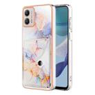 For Motorola Moto G53 Marble Pattern IMD Card Slot Phone Case(Galaxy Marble White) - 1