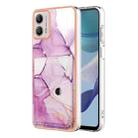 For Motorola Moto G53 Marble Pattern IMD Card Slot Phone Case(Pink Purple Gold) - 1