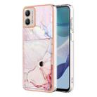 For Motorola Moto G53 Marble Pattern IMD Card Slot Phone Case(Rose Gold) - 1