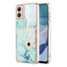 For Motorola Moto G53 Marble Pattern IMD Card Slot Phone Case(Green) - 1