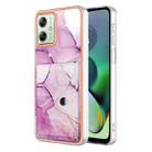 For Motorola Moto G54 Marble Pattern IMD Card Slot Phone Case(Pink Purple Gold) - 1