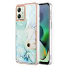 For Motorola Moto G54 Marble Pattern IMD Card Slot Phone Case(Green) - 1