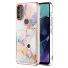 For Motorola Moto G71 5G Marble Pattern IMD Card Slot Phone Case(Galaxy Marble White) - 1