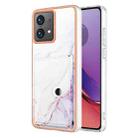 For Motorola Moto G84 Marble Pattern IMD Card Slot Phone Case(White Purple) - 1