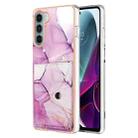 For Motorola Moto G200 Marble Pattern IMD Card Slot Phone Case(Pink Purple Gold) - 1