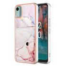 For Nokia C12 Marble Pattern IMD Card Slot Phone Case(Rose Gold) - 1