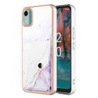 For Nokia C12 Marble Pattern IMD Card Slot Phone Case(White Purple) - 1