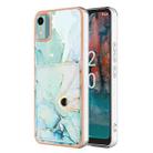 For Nokia C12 Marble Pattern IMD Card Slot Phone Case(Green) - 1